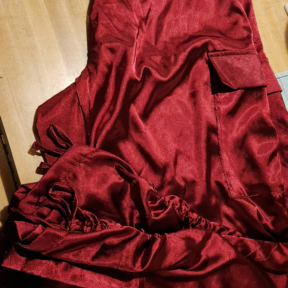 Elegant Red Satin Pants